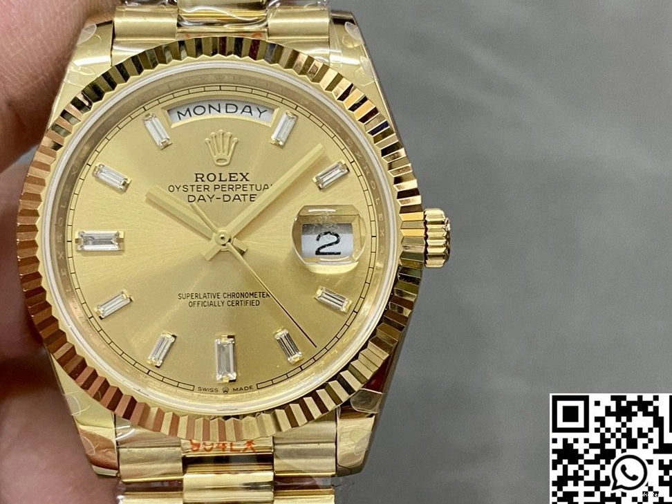 Steel M228238-0005 Date Diamond Factory Rolex Day v5 Dial Tungsten Hourmarker Gold QF 1012